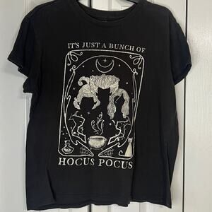 Hocus Pocus Disney Women's Black Graphic Short Sleeve T Shirt Large Halloween